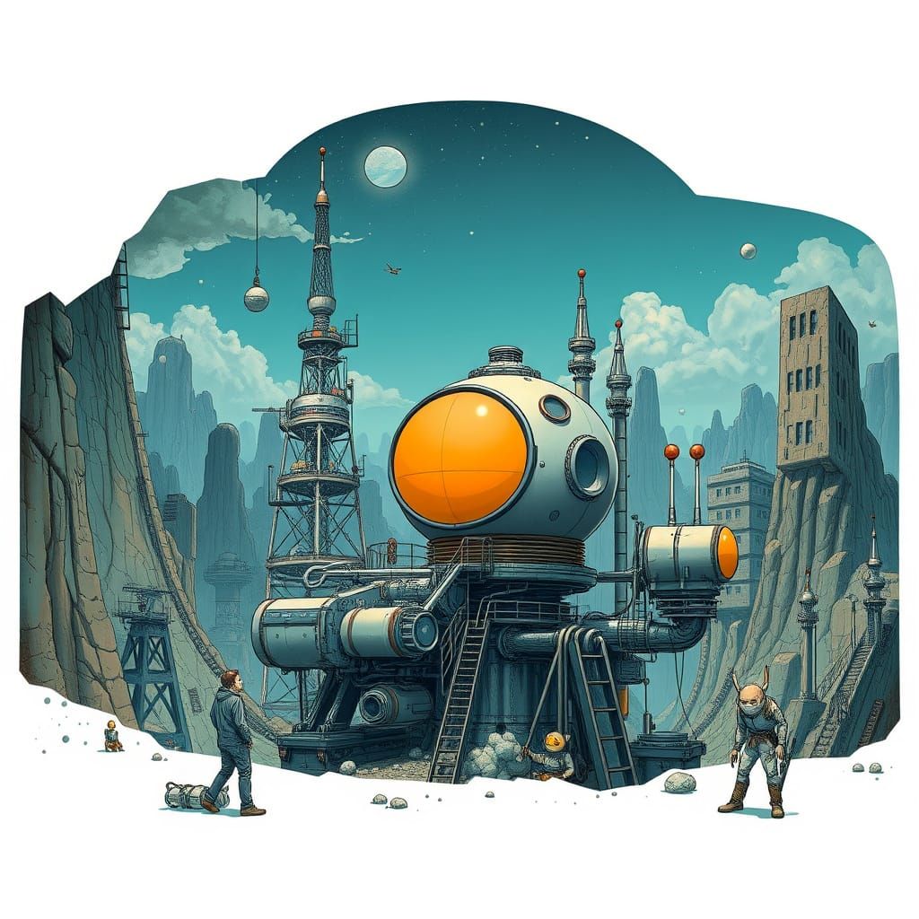 Surrealistic Industrial Landscape of a Modularis Species