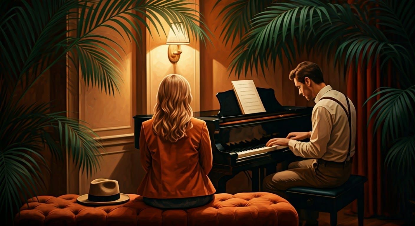 Whispers in a Warm Glow: Intimate Moment in a Dimly Lit Room