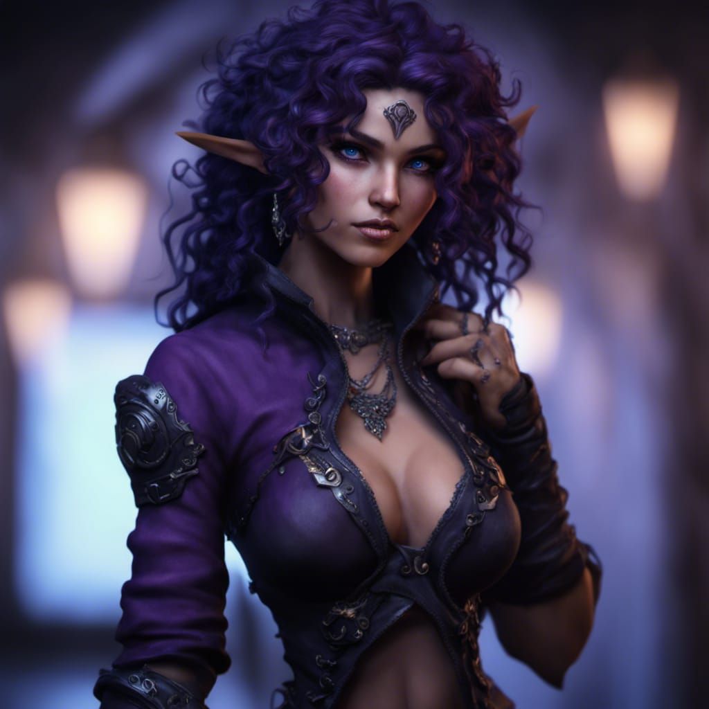 Voluptuous Shadow Elf with Piercings in 8K HDR