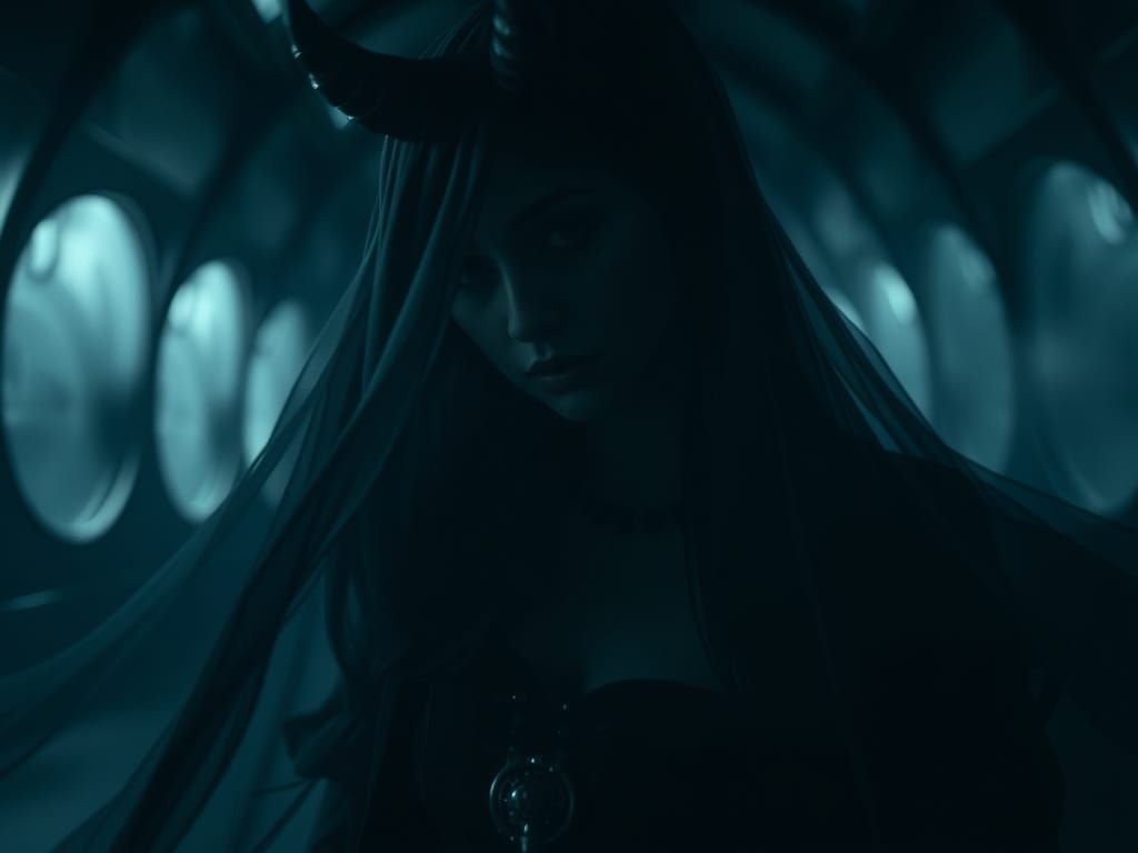 Mysterious Woman in Darkness: A Cinematic Portrait