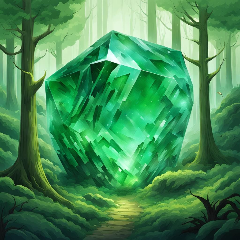 Forest Encased in Giant Green Crystal