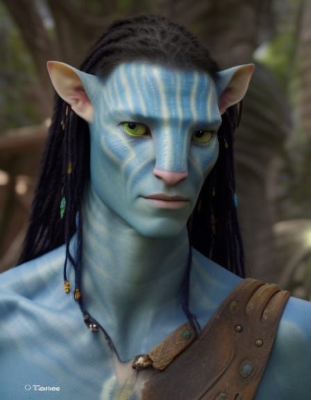 Photorealistic Portrait of Male Na'vi from Avatar