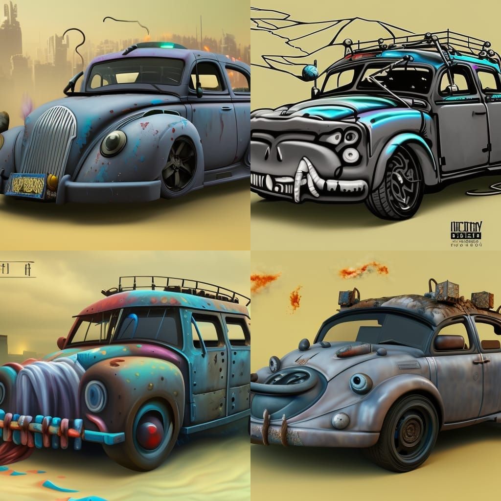 Trabant 601 in Detailed Graffiti Art Style