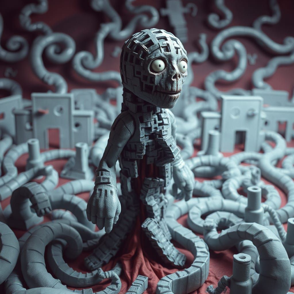 Labyrinthine Creature in Claymation Style