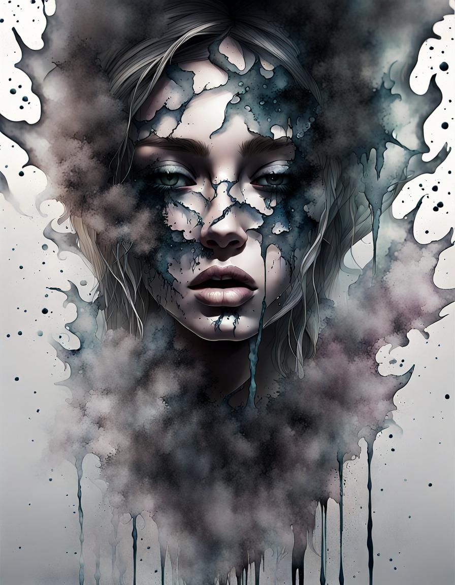 Glass Princess with Ink Splatter Smoke