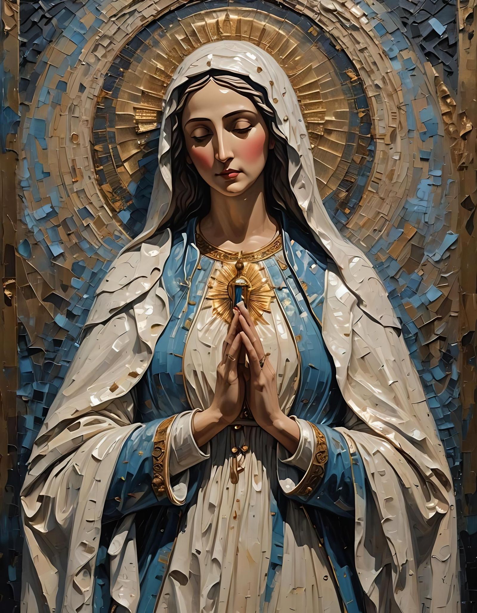 Blessed Mother Mary Impasto Painting in UHD
