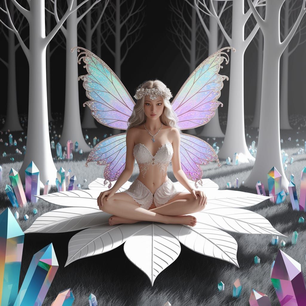 Ethereal Fairy in a Vibrant Crystal Forest