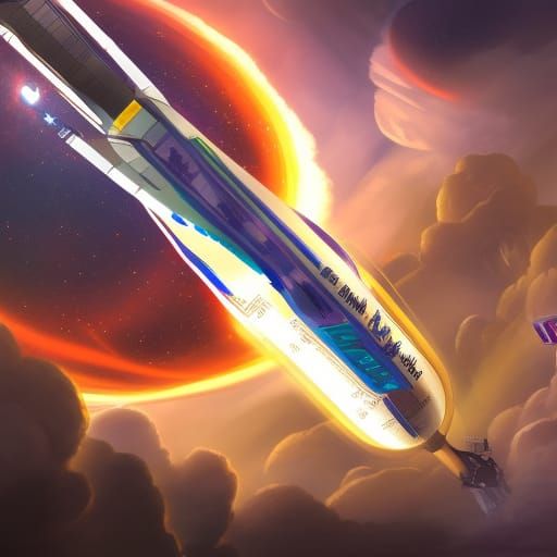 Mach Ten Space Elevator Shuttle: Hyperrealistic Concept Art