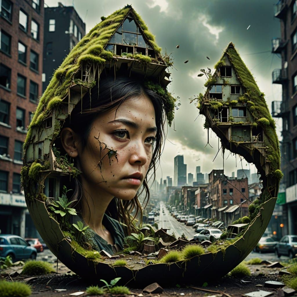 Miniature Apocalyptic City Reflected in a Teardrop