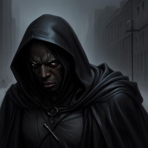 Sinister Hooded Figure Crying