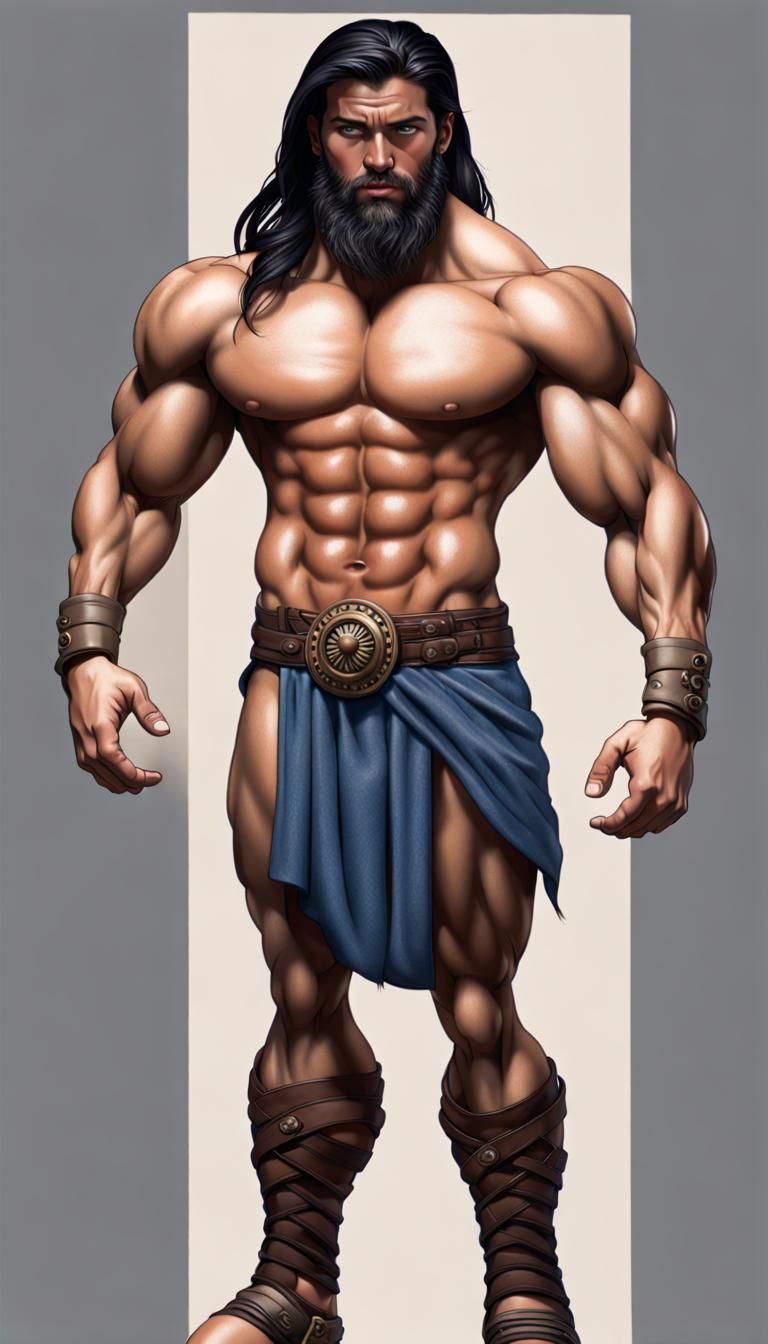 Hyperrealistic Muscular Man with Loincloth
