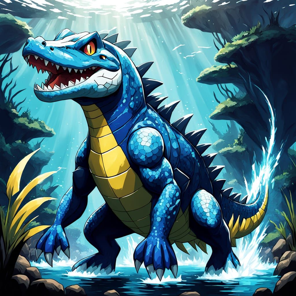 Electric Storm Crocodile Fakemon: Majestic and Wild