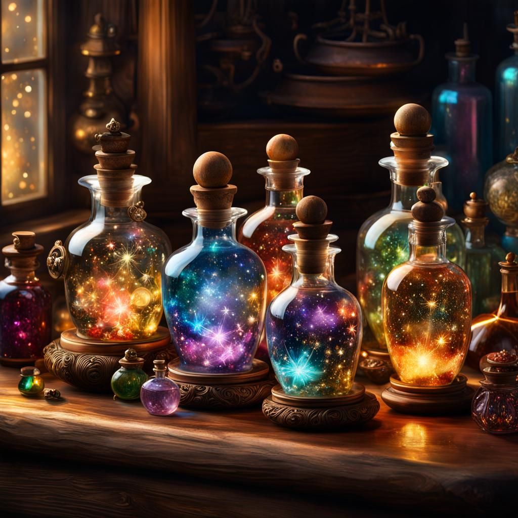 Starlight Potions in a Fantasycore Art Style