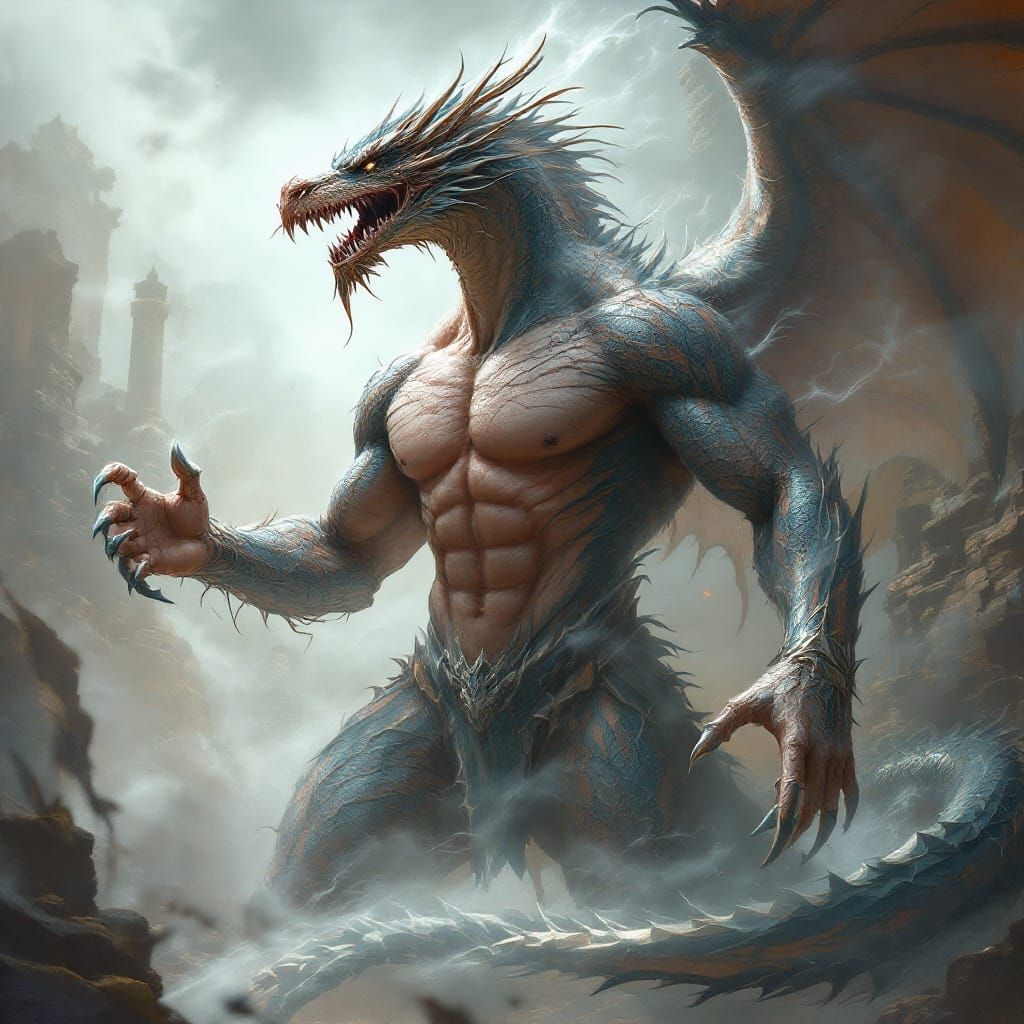 Man's Mystical Transformation into a Dragon