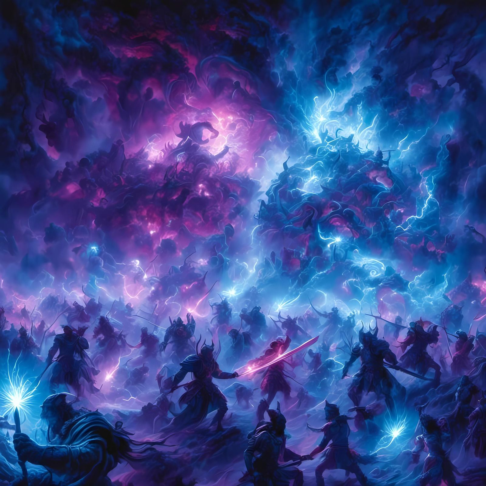 Epic Elvish Forest Battle Under Moonlight