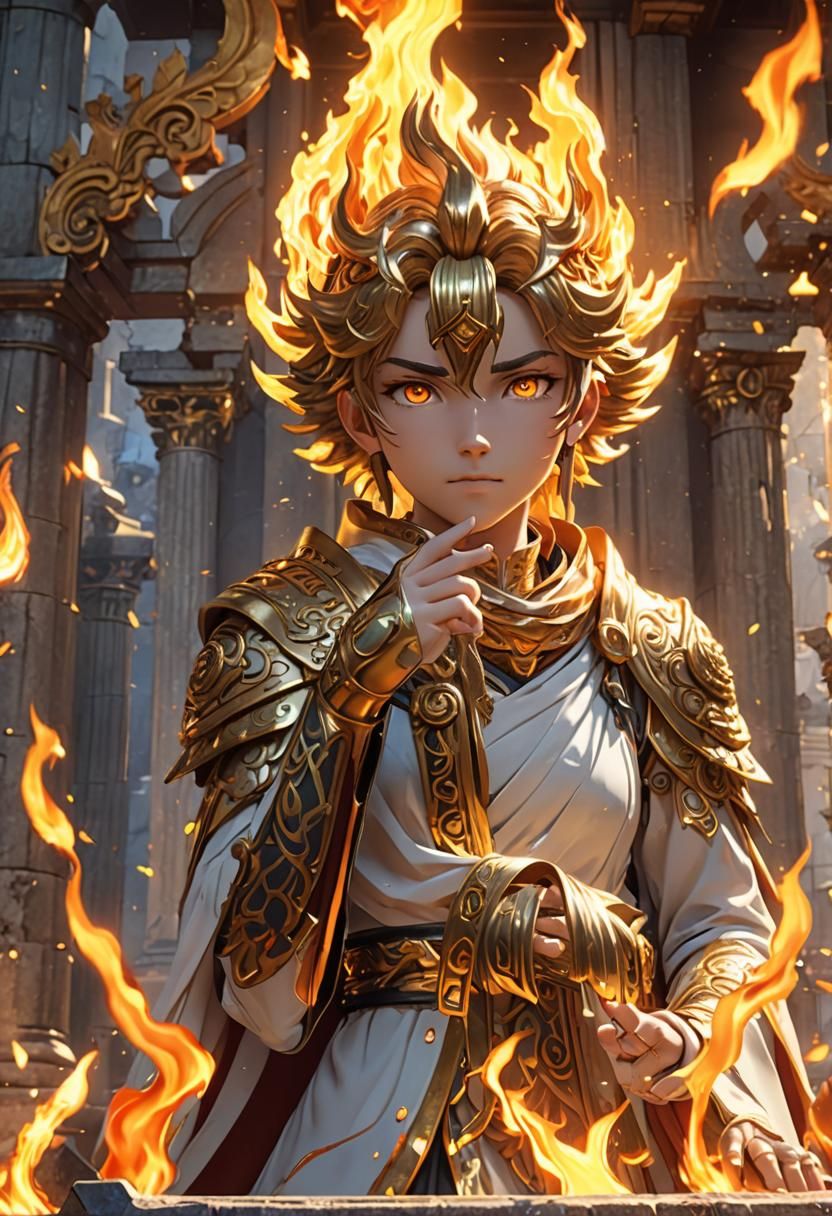 Olympus Flame in Anime-Style 3D Art