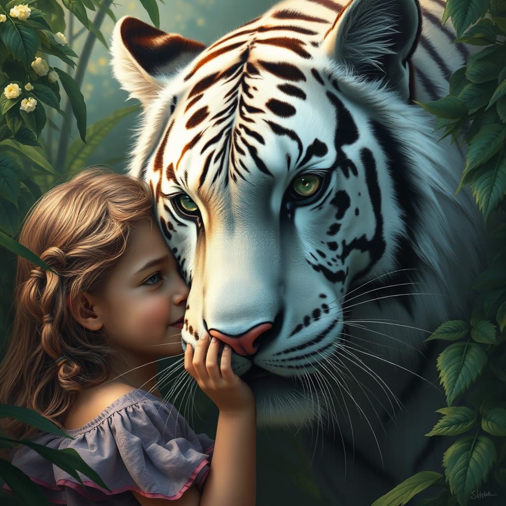 Little Girl Finds Comfort in a Majestic Tiger's Gentle Eyes