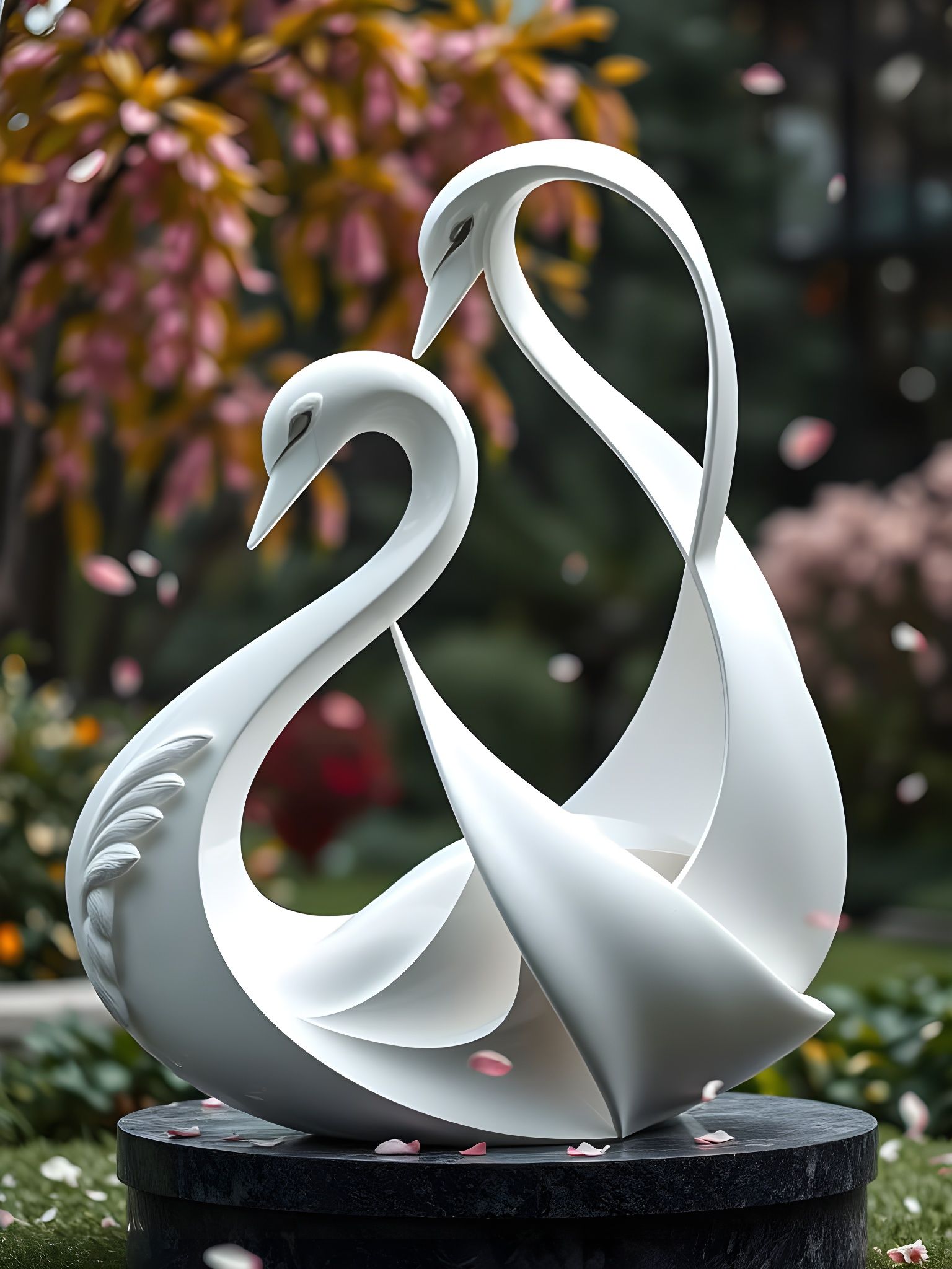 Surreal Abstract Swan Sculpture in Maximalist Style