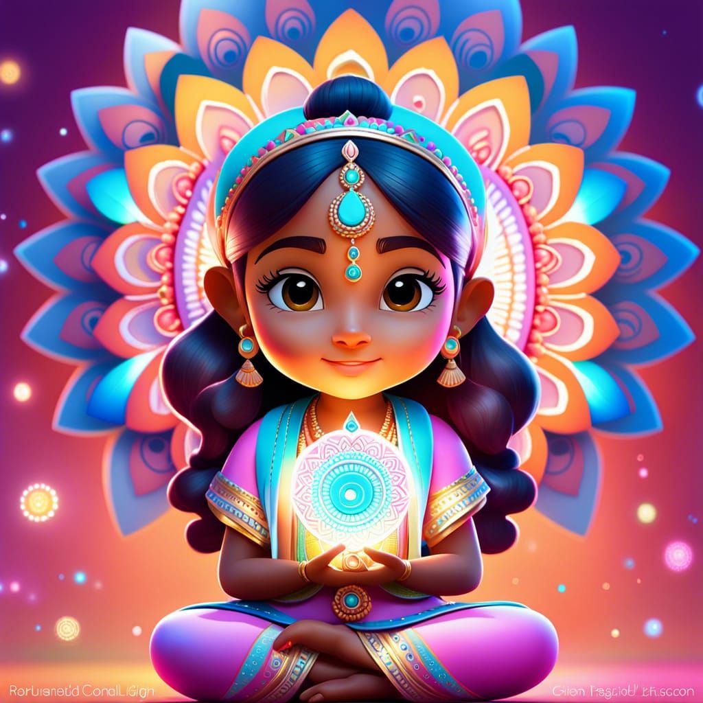 Cute Divine Goddess possessor of Mandala