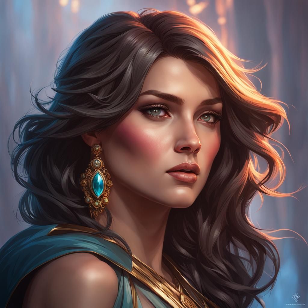 Detailed Portrait of Eleanor in Art Nouveau Style