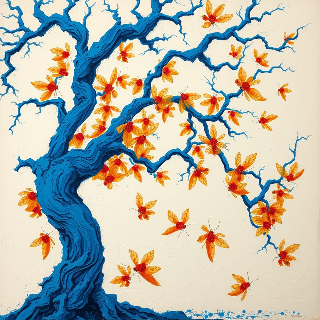 Electric Blue Tree in Whirlwind of Sugar and Color