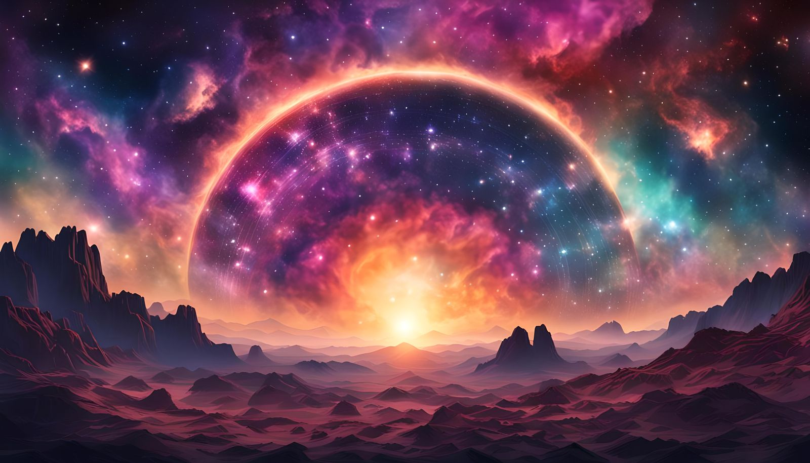 Boho Cosmic Nebula Transit Poster