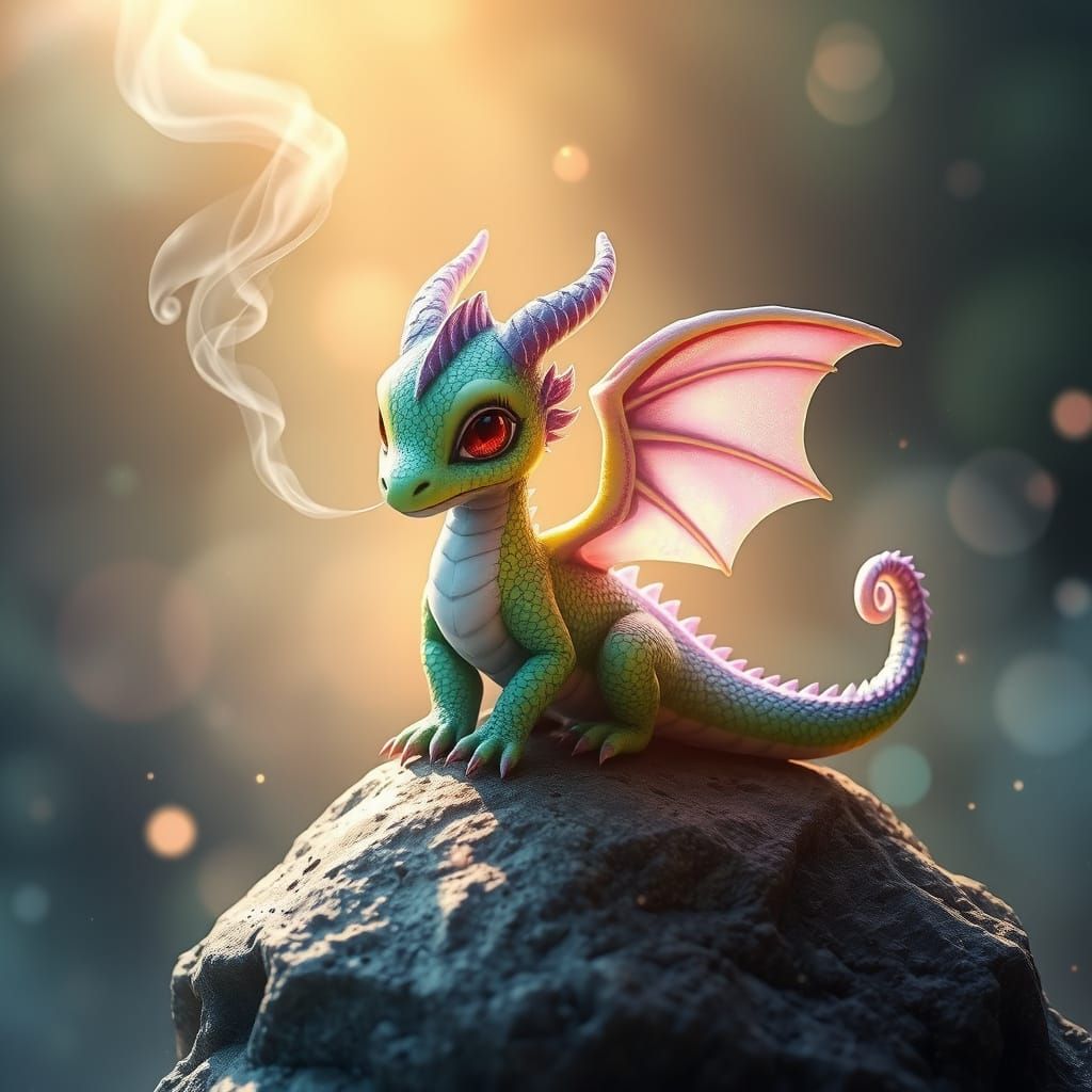 Whimsical Baby Dragon in Vibrant Colors