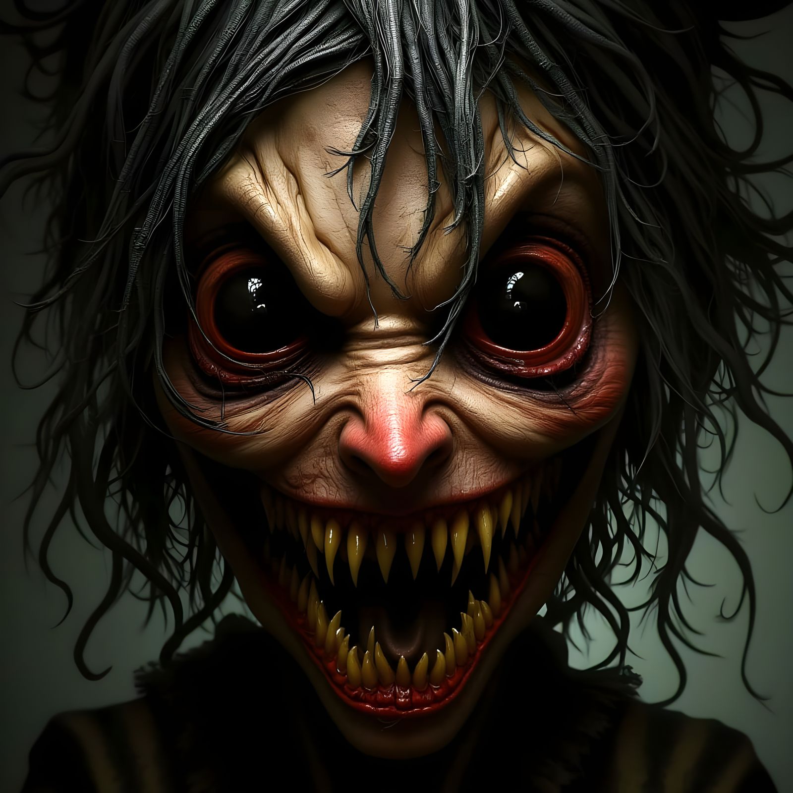 Horrifying Witch Face in Dark Fantasy Art Style