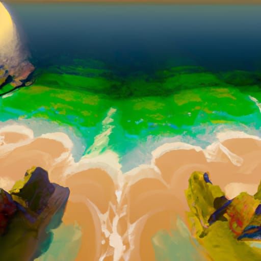 Detailed Beach Scene in Fantasy Concept Art