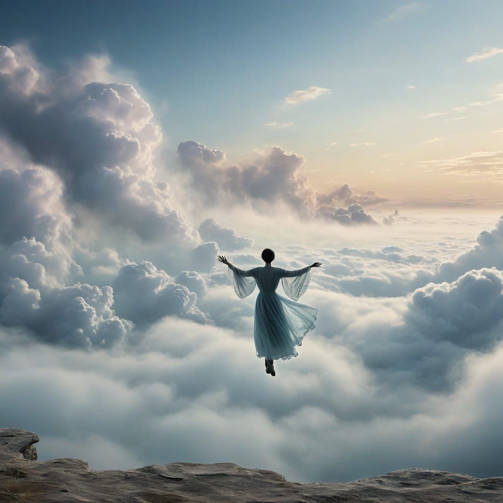 Whimsical Celestial Waltz in Soft, Dreamlike Hues