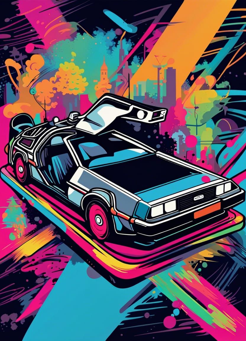 Back to the Future Delorean Graffiti T-Shirt Design