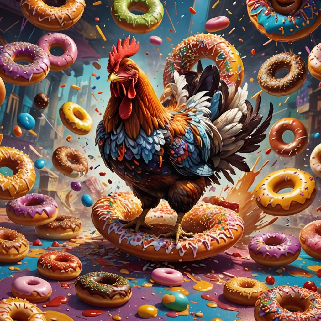 Chicken vs Doughnut: A Matte Painting Masterpiece