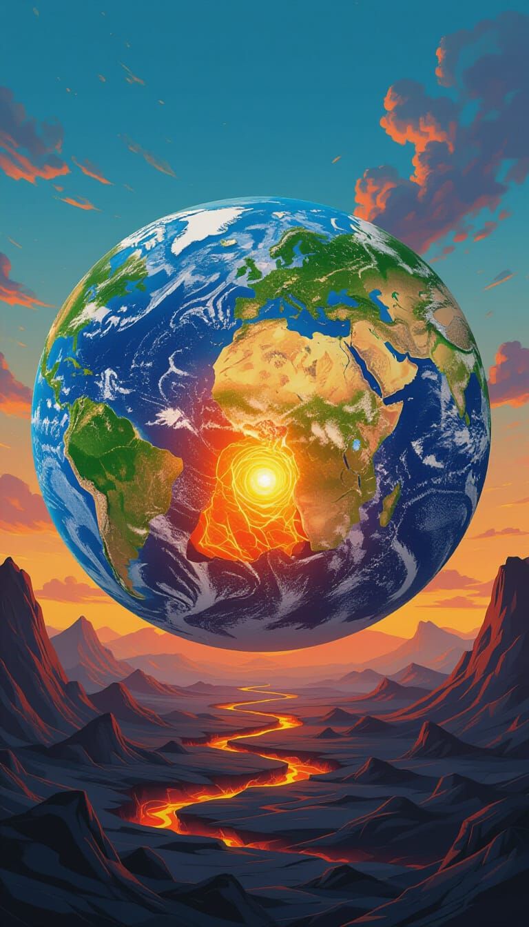 Earth Cross-Section Revealing Inner Layers