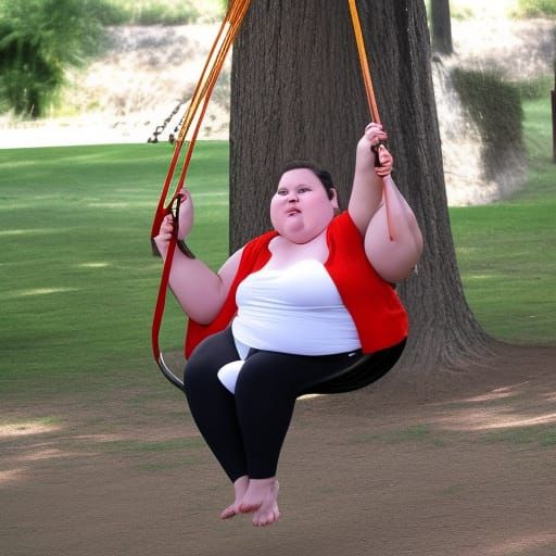 Big girl on a swing