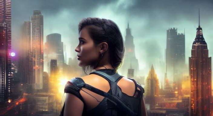 Surreal Portrait of a Girl Selling Bonds in Vibrant HDR