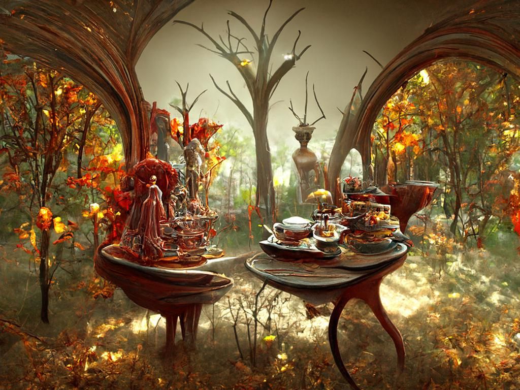 Autumn Fantasy Teatime: Surreal Forest Gathering