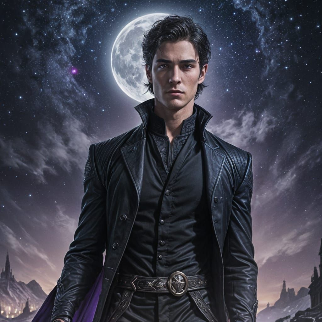 Fantasy Portrait: Handsome Man with Violet Eyes