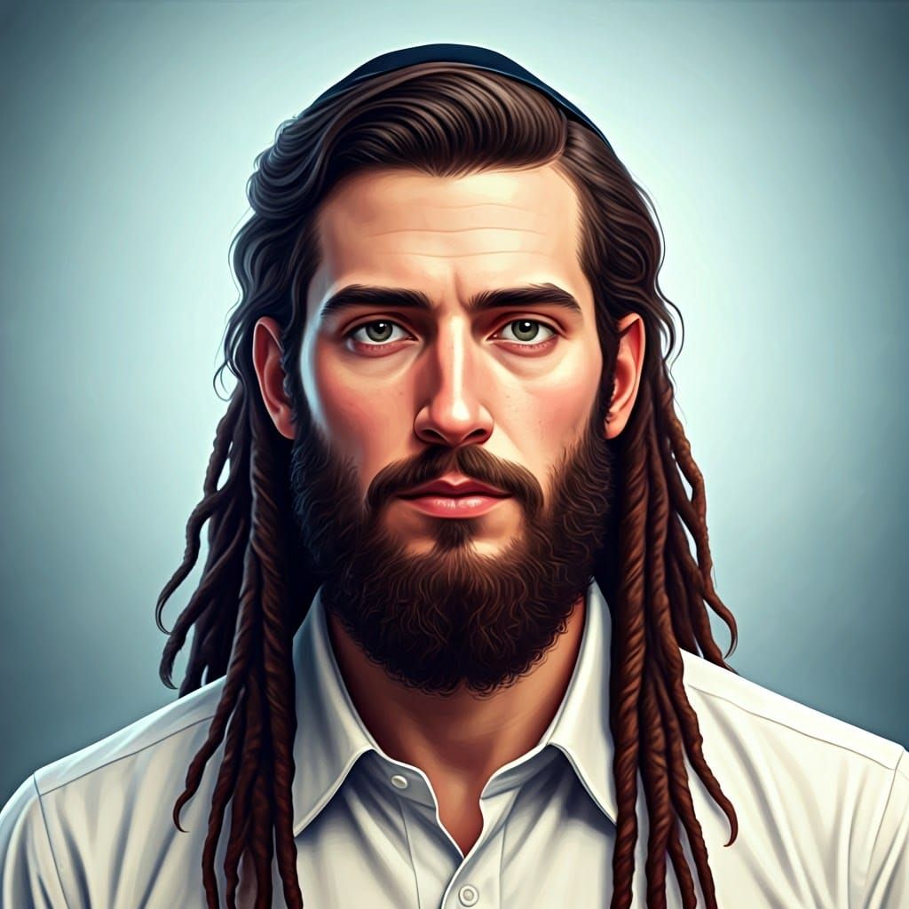 Young Hasidic Man in Rich Brown Attire