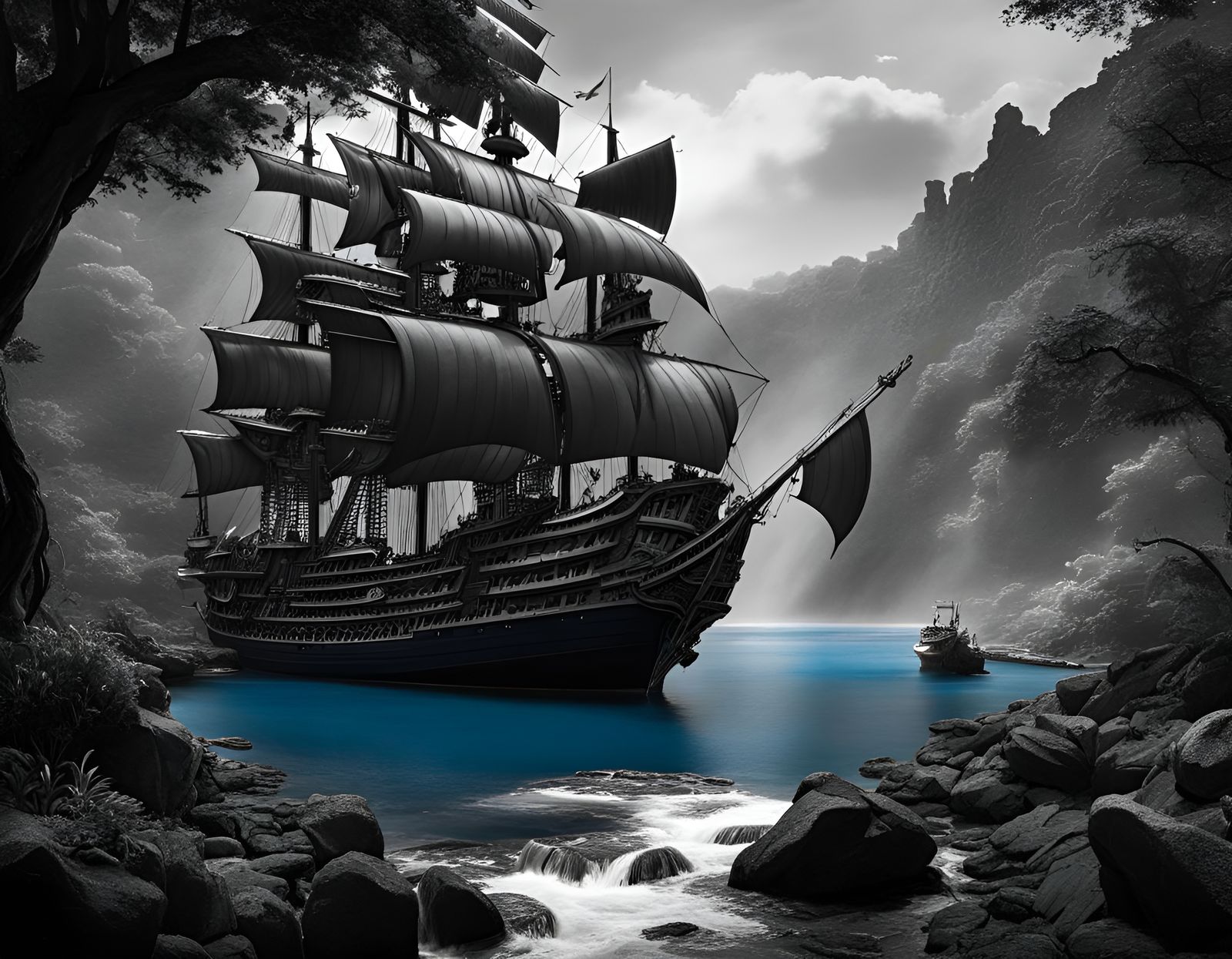 Pirate's Magic: Hyperdetailed Ink and Oil Painting