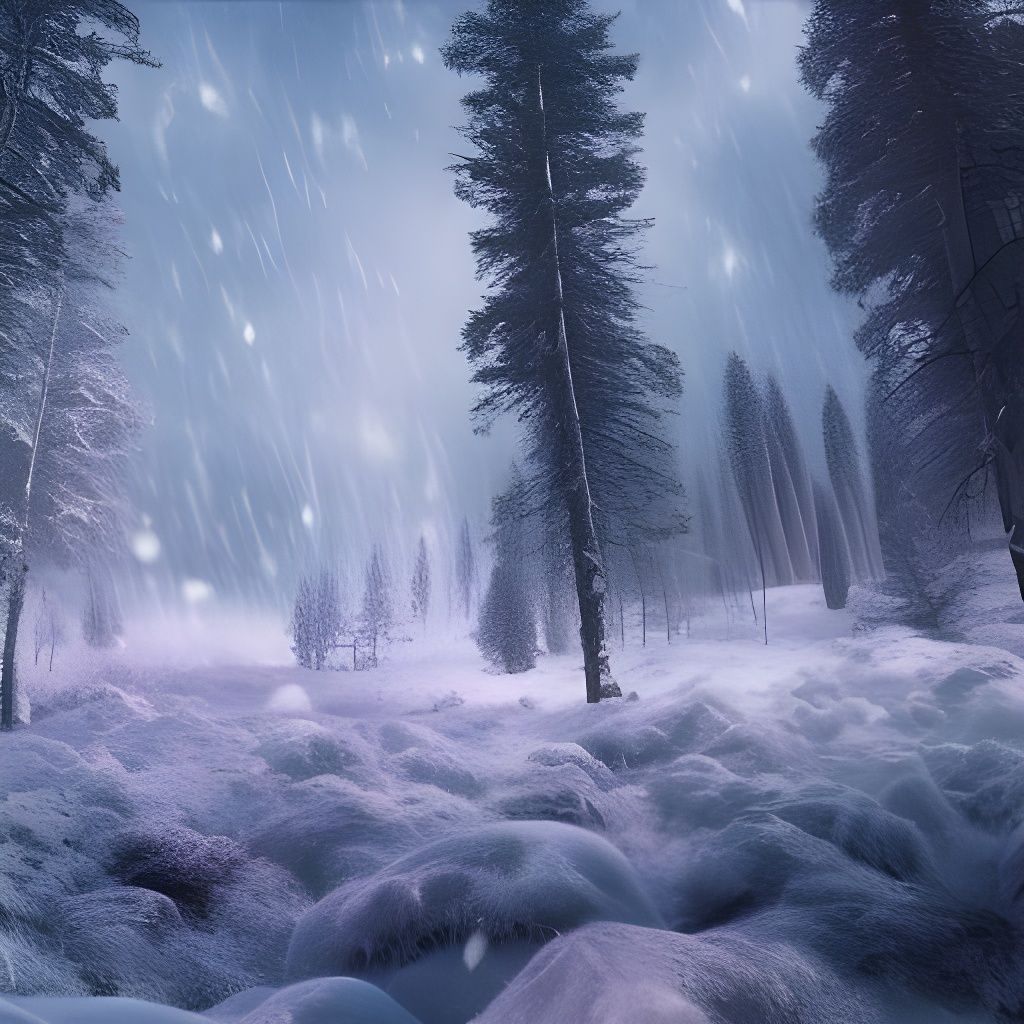 Rainbow Over Winter Forest: Epic Digital Painting