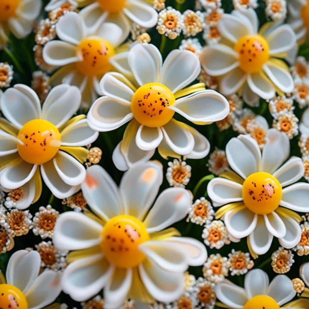 Fried Egg Flowers in Professional Photography Style