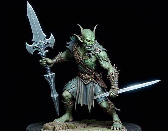 Goblin Wielding Sword in Dark Fantasy Style
