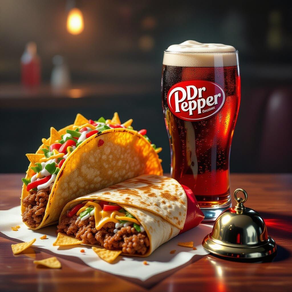 Taco Bell Feast with Dr Pepper and Shiny Bell