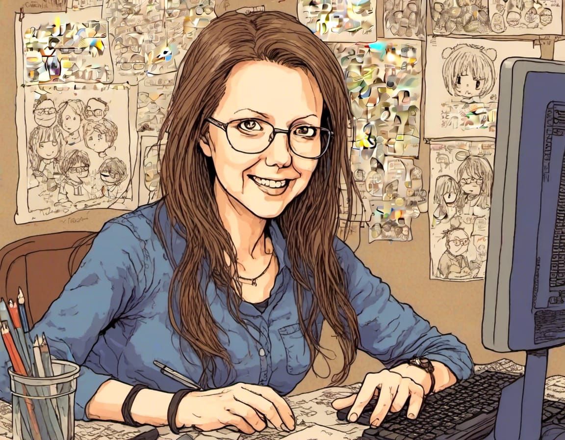 Anime Portrait of a Programmer with Long Hair