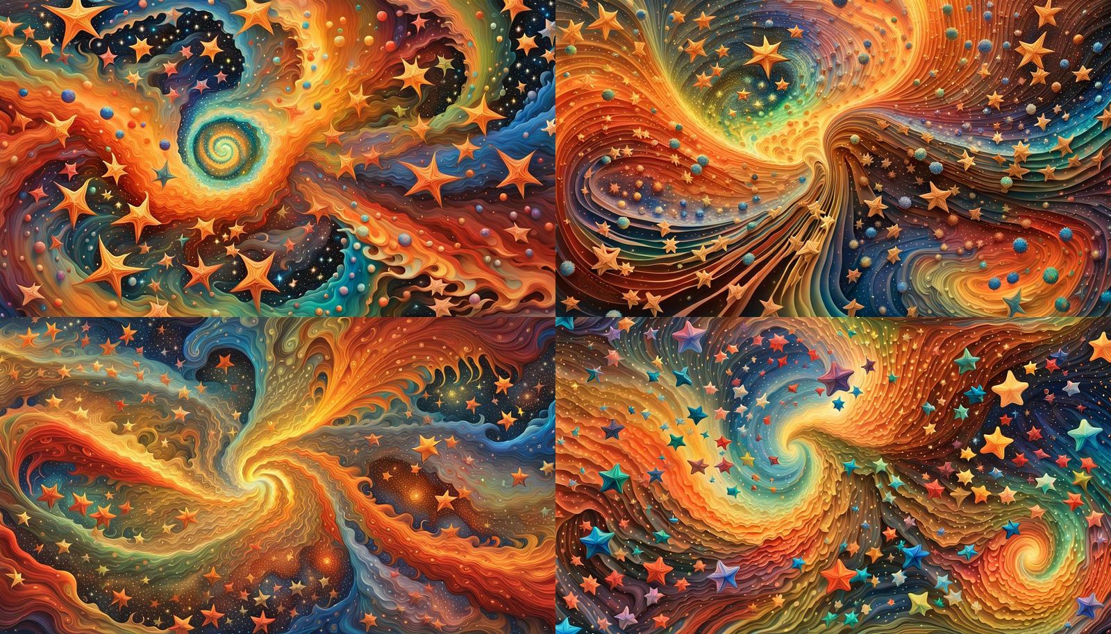 Iridescent Aboriginal Star Cluster Painting in Impasto Style