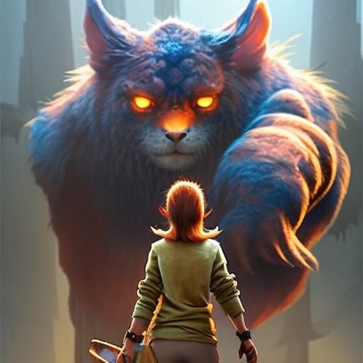 Friendly Furry Fox Monster in Anime Style