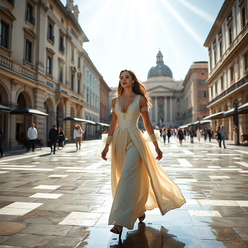 Woman in Piazza Navona, Baroque Style