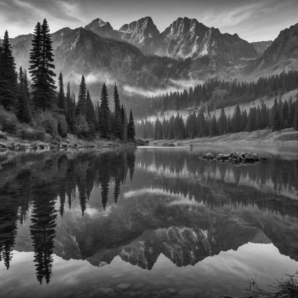 Majestic Mountain Range Reflected in Lake