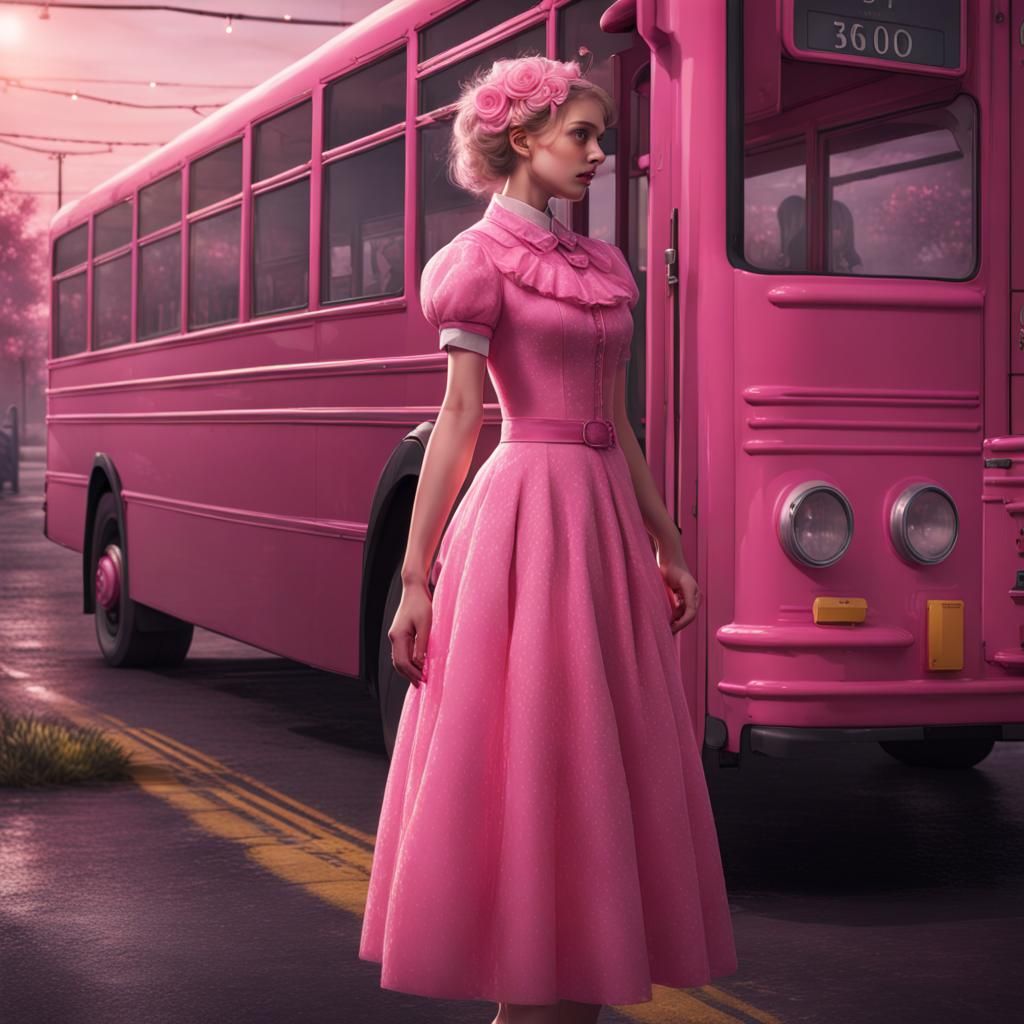 Detailed Matte Painting of Person at Bus Stop