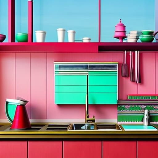 Hyperrealistic Kitchen Sink with Open Window: Digital Art